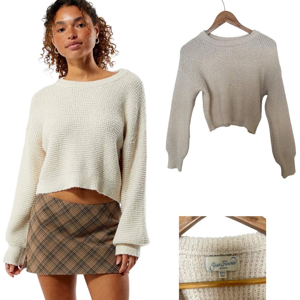Your Favorite Cropped Waffle Knit Sweater